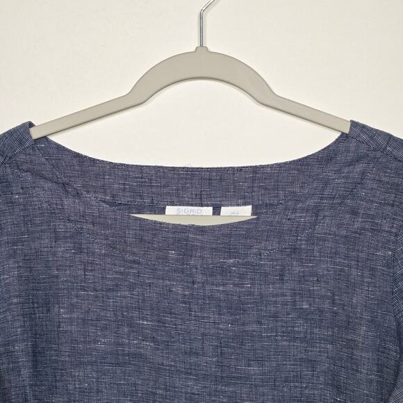 Sigrid Olsen Blue Linen Women's Pullover Top. Size Medium - Picture 3 of 6